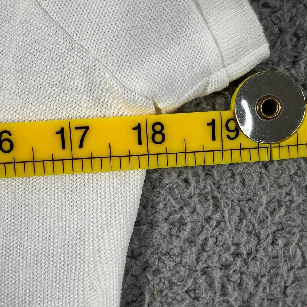 Lacoste Polo Shirt Women L/10 White Pique Stretch Short Sleeve Button Up VTG NWT - Picture 9 of 11